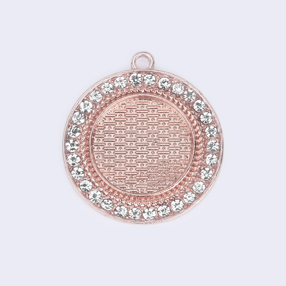 20mm Single Rhinestones Round Bezel Pendant Setting Cabochon Base Setting Wholesale Pendant Trays Rose Gold 10pcs