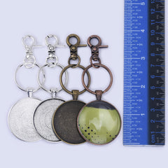 Zinc Alloy 38mm DIY Key Chain Pendant kits lobster split rings 38mm Glass Cabochons 5pcs/set