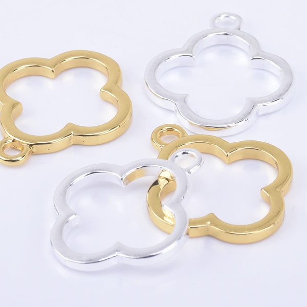 24*24mm Zinc alloy Simple four-leaf clover open back bezel charms frame pentant 10pcs 102325