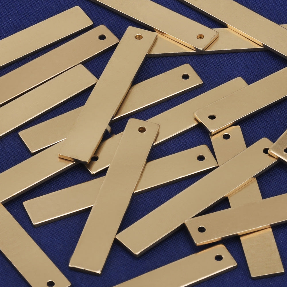 1 1/2"*1/4" Brass Rectangle Stamping Blank with 1 hole Raw Bar Charm Pendant Blank 20pcs 10234850
