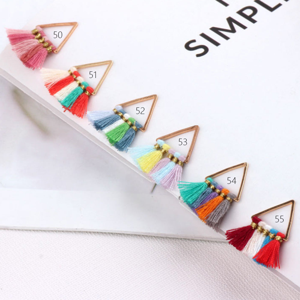 15*15mm Small Triangle Fan Tassels Cotton Tassel Earrings Perfect for pendants 2pcs 102354