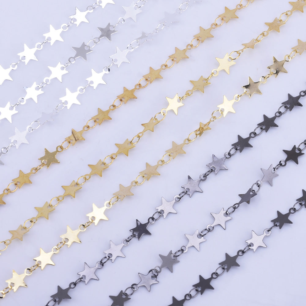 7*7mm Star Chain Copper Flat Stars Accessory DIY Necklace Little Star Chains By THE YARD 102361