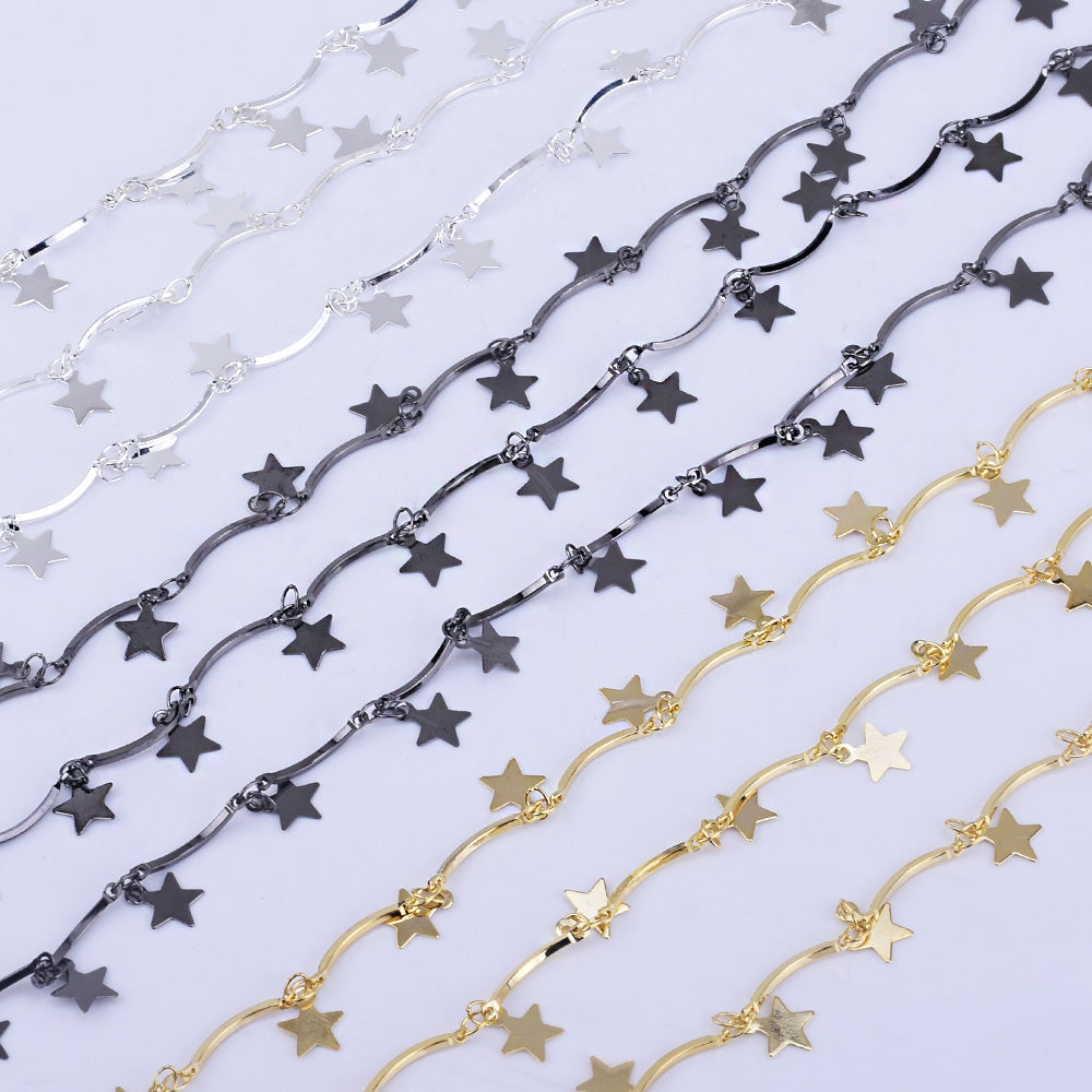 7*7mm Star Drop Chain Copper Curve Bar Chain Jewelry Accessories By THE YARD 102363