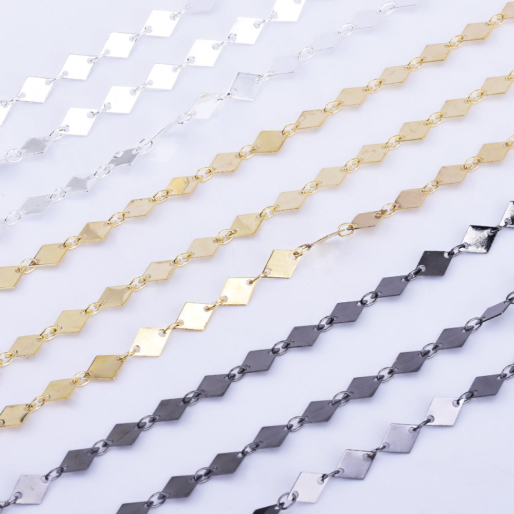 High Quality 6*8mm Marque Chain Copper Rhombus Disc Chain Jewelry findings Chain By THE YARD