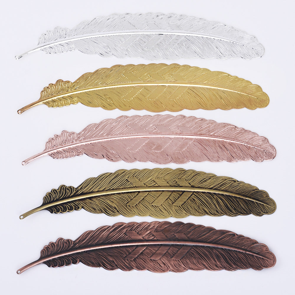 110*24mm Brass Feather BookMark Feather Pendant charm Personalized BookMark Gift 10pcs 102383