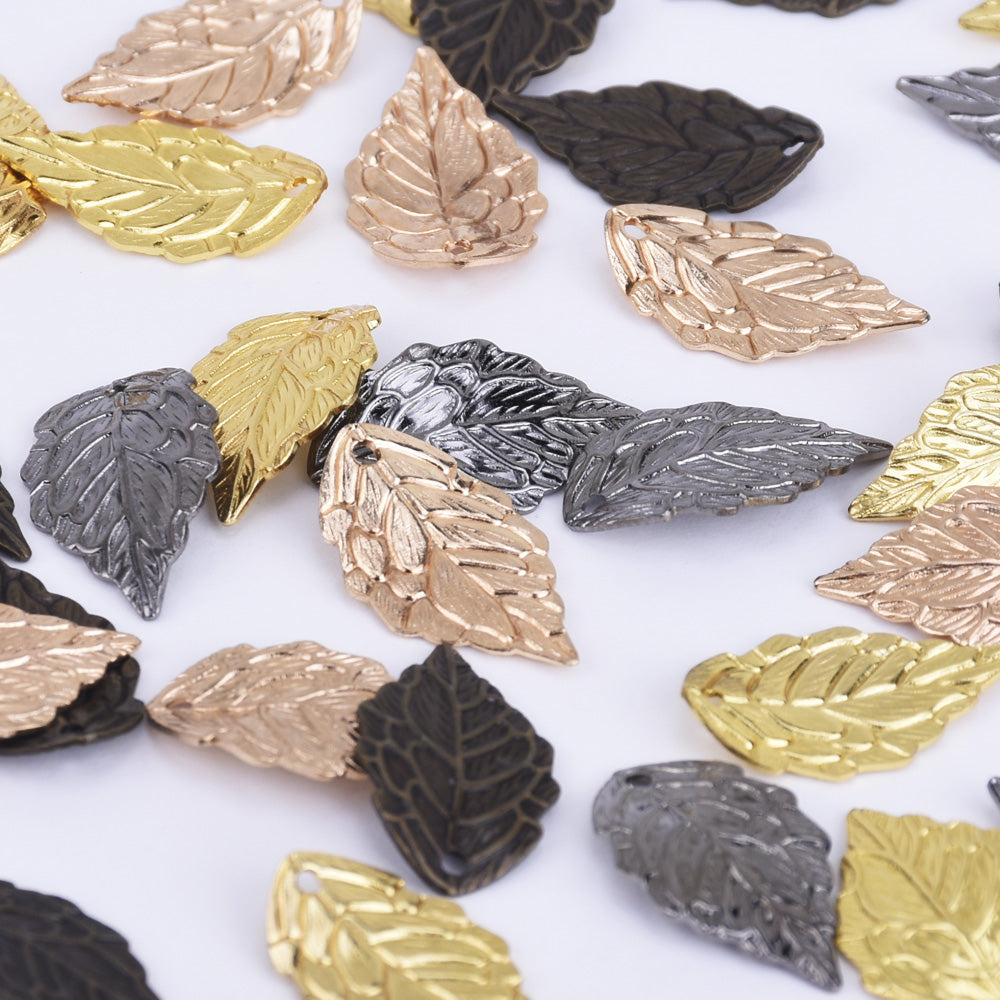 10*18mm Brass Leaf Pendant Charm Metal Charms Wholeslae perfect for necklace pendant 50pcs
