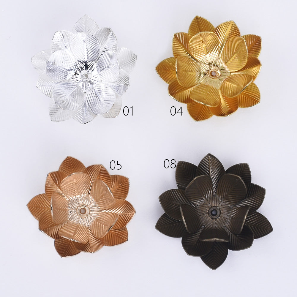 26mm Brass Three layer Flower Bead Caps Flower End Caps Beads Finding Jewelry 10pcs