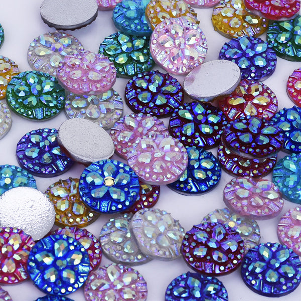 12mm Druzy Cabochons Resin Embellishment Jewelry Supplies Flatback Mix Colors 50pcs 10239749