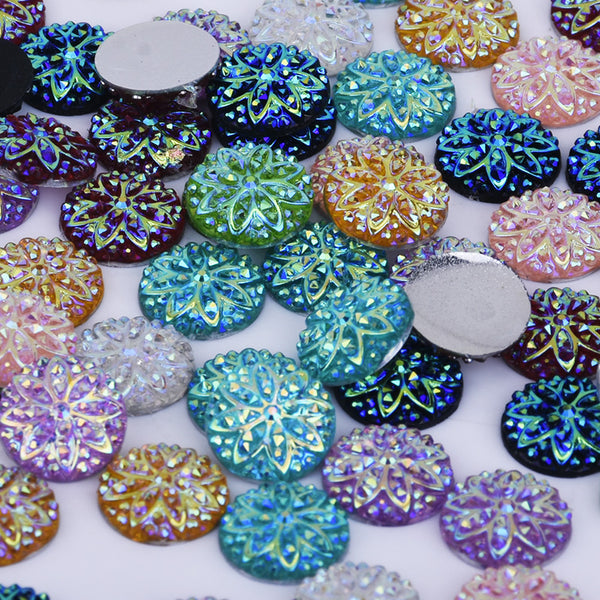 10mm Mixed Round Druzy Resin Cabochon flat back resin cabochon cameo craft 50pcs 10239849