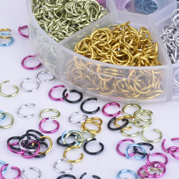 6mm Aluminum Open Jump Rings Connector Assorted Colors Boxed Jewelry Rings 1080pcs/box 102424