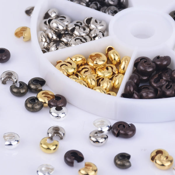 4mm 5mm Iron Crimp Covers Spacer Beads conceal crimp beads Craft Making 6 Colors/box 1 box 102425