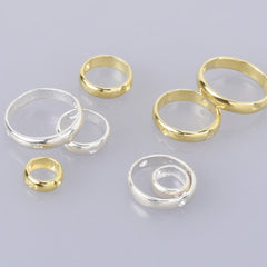 Sterling Silver Beads Frames for 4mm 6mm 8mm 10mm beads Ring Connectors 2 Holes Linker Spacer Beads Hoop 2pcs