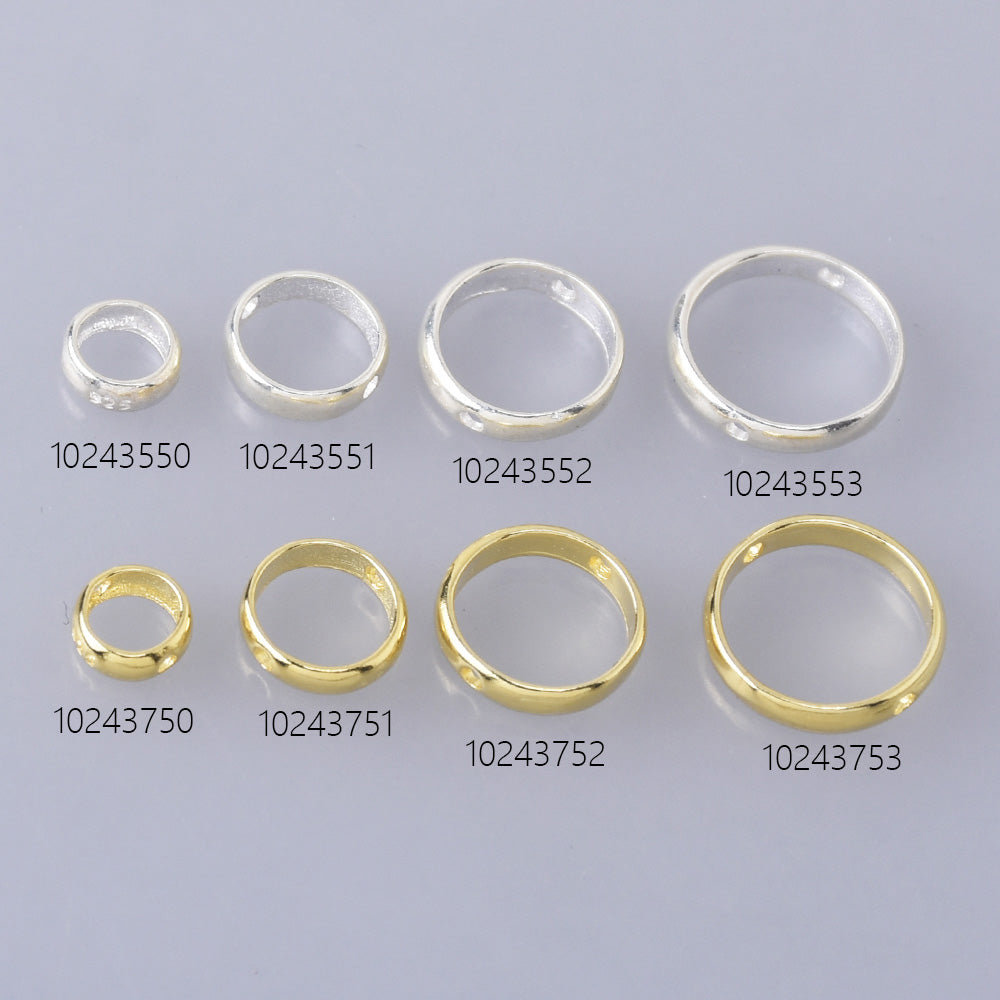 Gold Round Bead Frame Spacer Beads for 4mm 6mm 8mm 10mm beads Rings Connectors Double Lateral Holes 2pcs