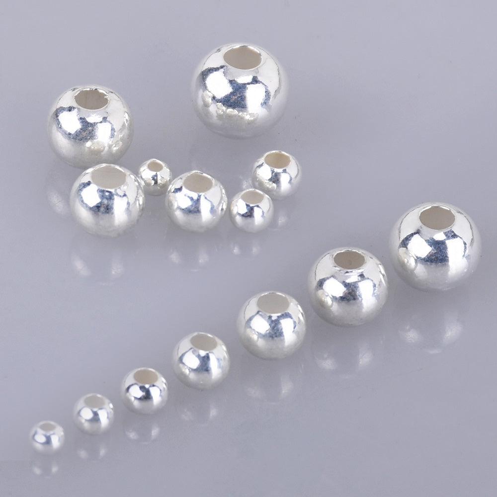 4 Pcs 4 mm Sterling Silver Silicone Beads With Closed Ring