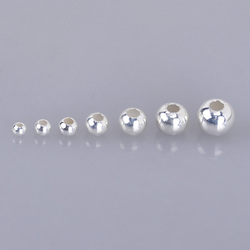 Silver Metallic 20mm Round Plastic Beads (10pcs)