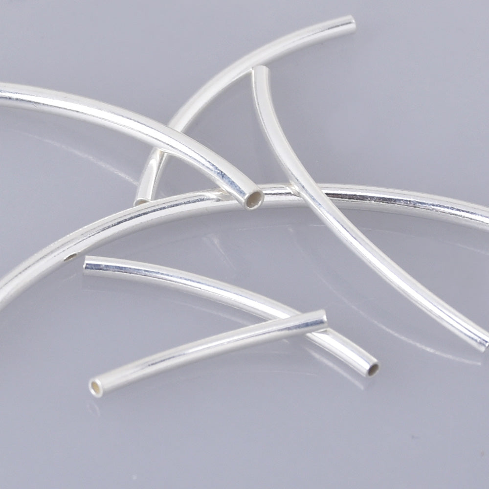 Sterling Silver Noodle Tube Beads curved silver tube beads Sterling Capillary Tube jewelry finding 4pcs