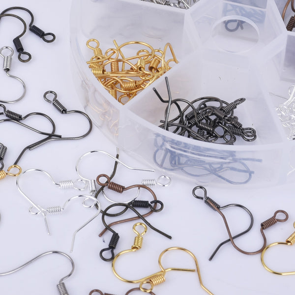 17mm 120pcs Metal Earring Hooks French Earwire with Coil earring findings with Storage Case 1 box 10244950