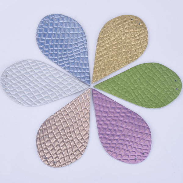 2 1/2"*1 3/8" Snake Print Leather Leaf earring shapes Genuine Leather leaves earring supplies 2pcs