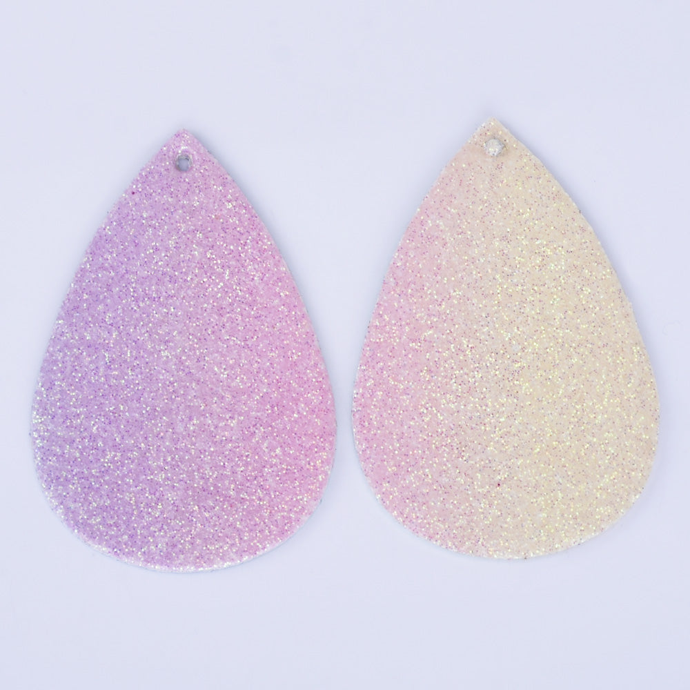 56*38*2mm Multicolor Faux Leather Dangle Charms Pendants PU Leather Glitter Sequined Teardrop charm Great for Light Earrings 4pcs