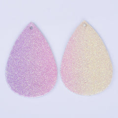 56*38*2mm Multicolor Faux Leather Dangle Charms Pendants PU Leather Glitter Sequined Teardrop charm Great for Light Earrings 4pcs