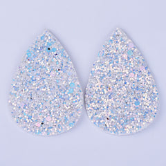 56*38*2mm Multicolor Faux Leather Dangle Charms Pendants PU Leather Glitter Sequined Teardrop charm Great for Light Earrings 4pcs