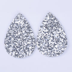 56*38*2mm Multicolor Faux Leather Dangle Charms Pendants PU Leather Glitter Sequined Teardrop charm Great for Light Earrings 4pcs