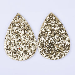 56*38*2mm Multicolor Faux Leather Dangle Charms Pendants PU Leather Glitter Sequined Teardrop charm Great for Light Earrings 4pcs
