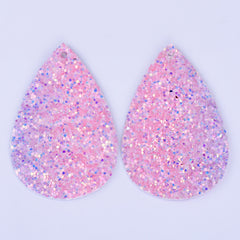 56*38*2mm Multicolor Faux Leather Dangle Charms Pendants PU Leather Glitter Sequined Teardrop charm Great for Light Earrings 4pcs