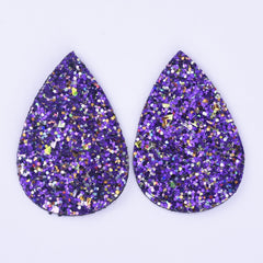 56*38*2mm Multicolor Faux Leather Dangle Charms Pendants PU Leather Glitter Sequined Teardrop charm Great for Light Earrings 4pcs