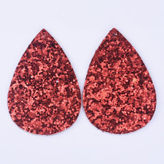 56*38*2mm Multicolor Faux Leather Dangle Charms Pendants PU Leather Glitter Sequined Teardrop charm Great for Light Earrings 4pcs