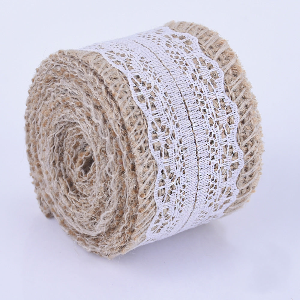 Embroidered Linen Lace Natural Linen Lace Trim Sewing lace trim DIY projects and chic decor 2 meters/roll 1roll 102473