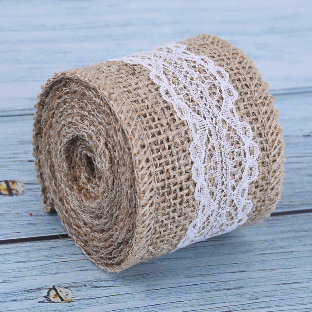 Embroidered Linen Lace Natural Linen Lace Trim Sewing lace trim DIY projects and chic decor 2 meters/roll 1roll 102473