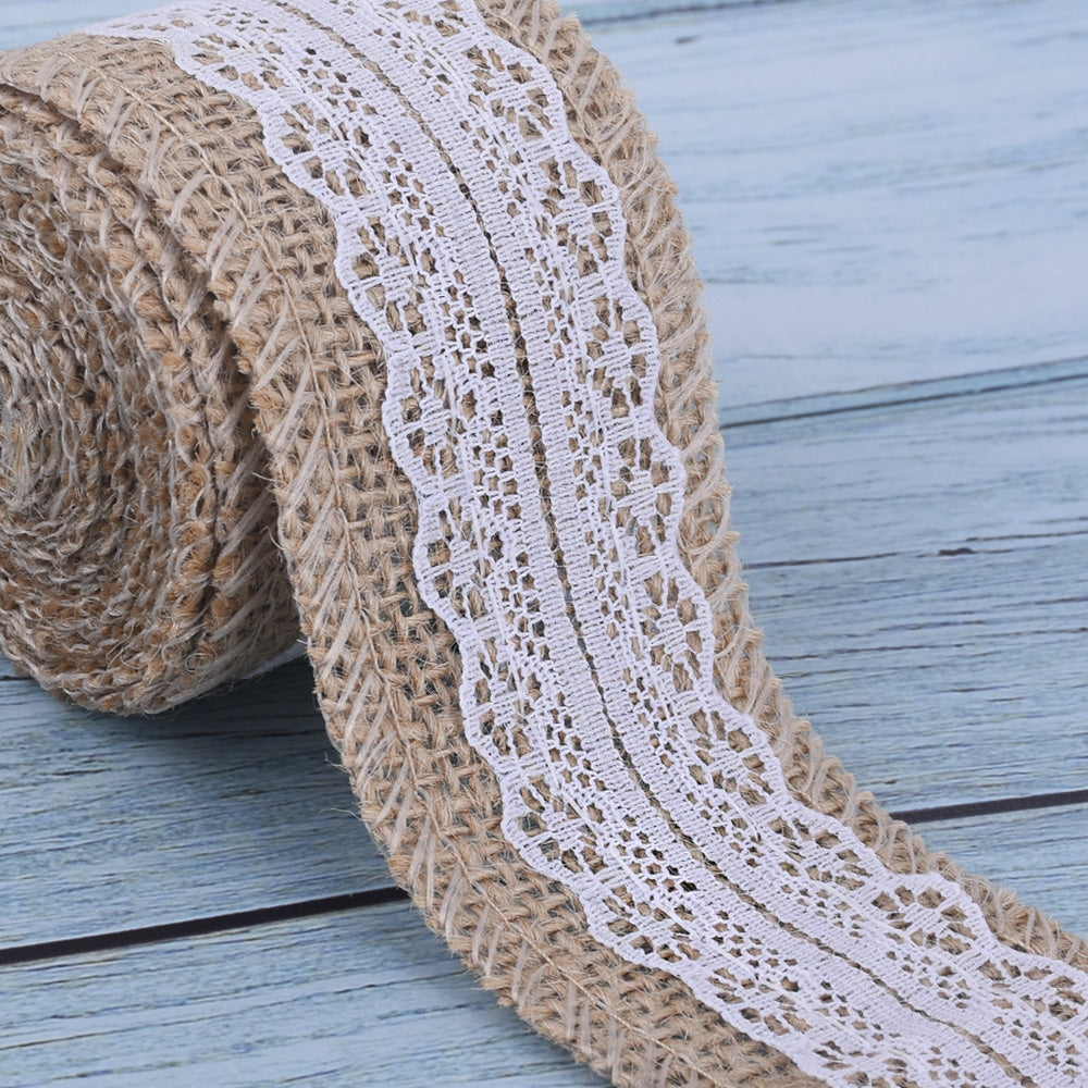 Embroidered Linen Lace Natural Linen Lace Trim Sewing lace trim DIY projects and chic decor 2 meters/roll 1roll 102473