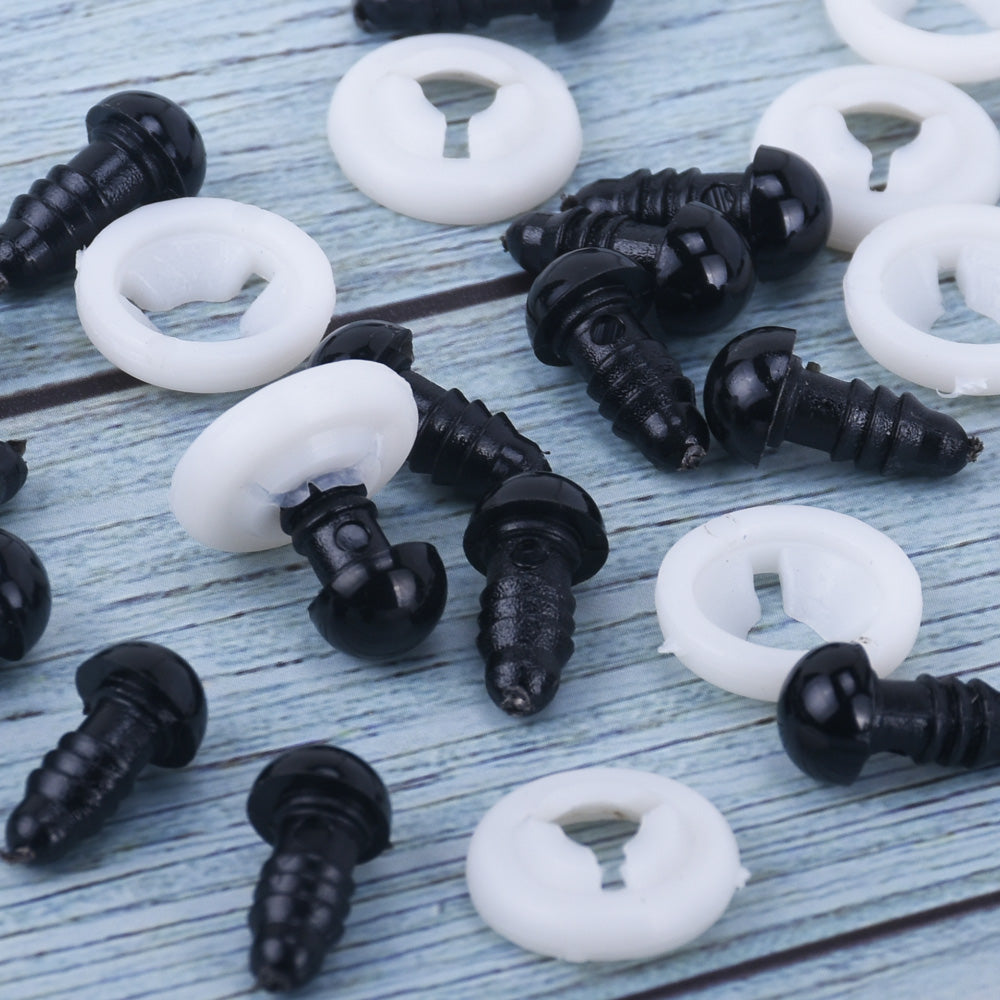 6/8/9/12/18mm Black Animal eyes with plastic washers Amigurumi Eyes Safety Eyes Threaded Plastic Eyes 40pcs 20pcs