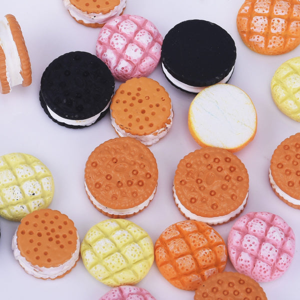 13-16mm Cookies cabochon Kawaii Resin Cookies Flat Backs Decoden cabochon for DIY Accessory Mixed Color 20pcs 10249650