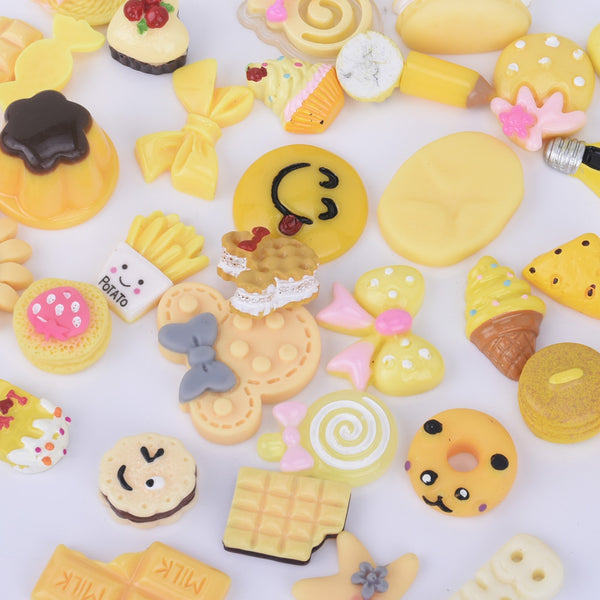 10-25mm Yellow Sweets Cabochon Mix Kawaii Fake Food Decoden Flatback Craft Cell Phone Case 20pcs 10249850