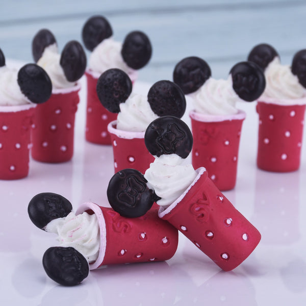 12*35MM Mouse Ear Frappuccino 3D Resin Cabochons Cup Cabochons Cute Mouse Ear Cabochons 10pcs 10250350