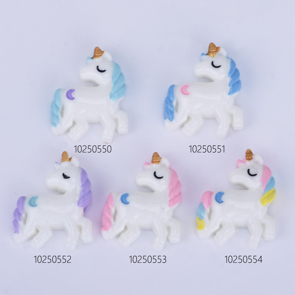 23*27mm Resin Pastel Unicorn Cabochons with Moons Kawaii Cabochons Flat Back embellishment jewelry Accessories 10pcs 102505