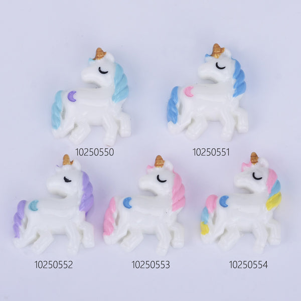 23*27mm Resin Pastel Unicorn Cabochons with Moons Kawaii Cabochons Flat Back embellishment jewelry Accessories 10pcs 102505