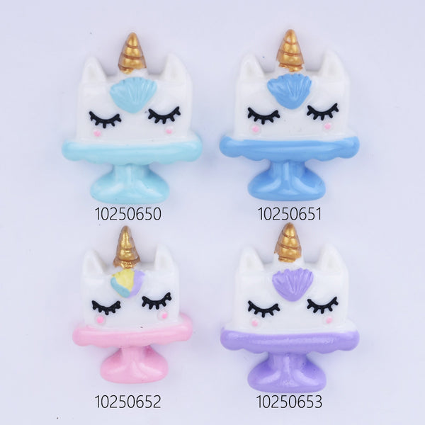Resin Unicorn cake cabochons 21*28MM kawaii embellishment Flat Back Unicorn Craft DIY phone case Supplies 10pcs 102506