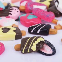 About 25*30mm Resin Assorted Ice Cream Popsicle Cabochons Flatback Decoden Cabochons diy phone case mixed color 20pcs 10250750