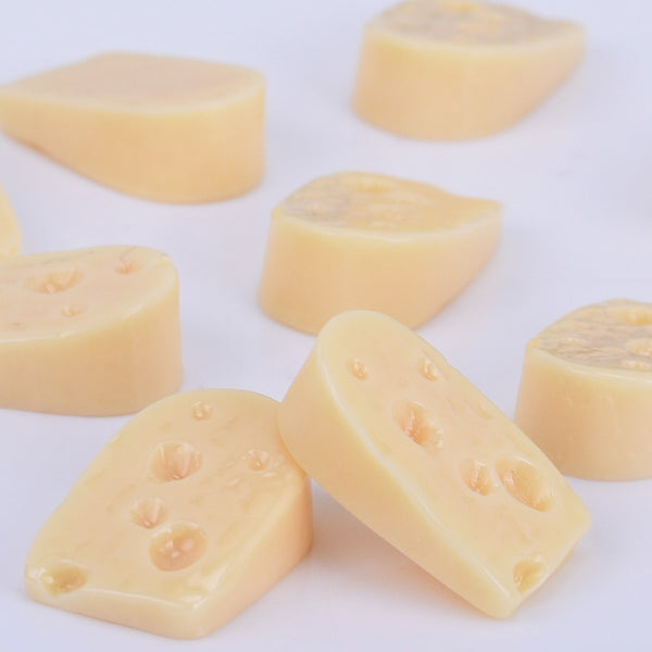 10*16mm Swiss Cheese Slice Cabochons Kawaii Cabochons Resin Flat Back Cell Phone Deco Fake Food Slime Charms 30pcs 10250950