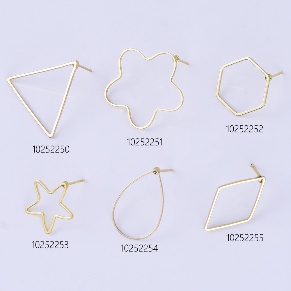 Brass Geometric Empty earrings studs Simple Open Shaped Earrings jewelry minimalist geometric earring stud 10pcs 102522