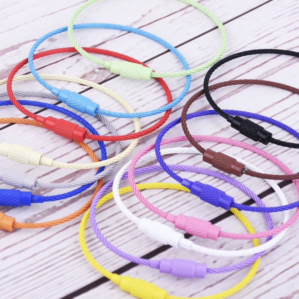 150*1.5mm Stainless Steel Colorful Wire Keychain Cable Keychain Cable Key Ring Outdoor Hanging Accessories 10pcs 10253949