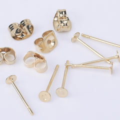 Stainless Steel Earring Stud Post 3/4/5/6/8mm Flat Pad Base Setting Ear Nuts included No allergic Earring Posts 50pcs 102554