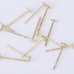 Stainless Steel Earring Stud Post 3/4/5/6/8mm Flat Pad Base Setting Ear Nuts included No allergic Earring Posts 50pcs 102554