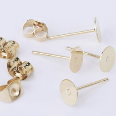 Stainless Steel Earring Stud Post 3/4/5/6/8mm Flat Pad Base Setting Ear Nuts included No allergic Earring Posts 50pcs 102554