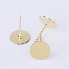 Stainless Steel Earring Stud Post 3/4/5/6/8mm Flat Pad Base Setting Ear Nuts included No allergic Earring Posts 50pcs 102554