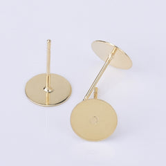 Stainless Steel Earring Stud Post 3/4/5/6/8mm Flat Pad Base Setting Ear Nuts included No allergic Earring Posts 50pcs 102554