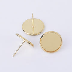 8/10/12/14/16MM Stainless Steel Stud Earring Blanks ear stud settings Bezel Earring Studs Trays Jewelry Supplies 30pcs